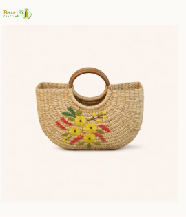 Bhartiye Crafts|Handmade Kauna Grass Bag with Embroidery | Sustainable Women’s Bag | Mainpur Northeast| Women's special