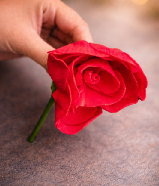 Sola Wood Paper Decorative Red Rose Flowers for DIY Crafts, Garland Making, Pooja, Wedding & Festive Decor (Diameter Approx 8cms - 10 Pieces, Red)