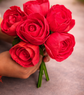 Sola Wood Paper Decorative Red Rose Flowers for DIY Crafts, Garland Making, Pooja, Wedding &amp; Festive Decor (Diameter Approx 8cms - 10 Pieces, Red)