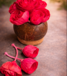 Sola Wood Paper Decorative Red Rose Flowers for DIY Crafts, Garland Making, Pooja, Wedding & Festive Decor (Diameter Approx 8cms - 10 Pieces, Red)