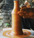 BHARTIYE CRAFTS Handmade Terracotta Water Bottle | Natural Cooling Clay Bottle | Eco-Friendly Drinkware