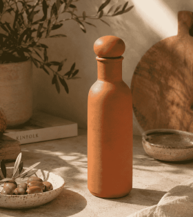 BHARTIYE CRAFTS Handmade Terracotta Water Bottle | Natural Cooling Clay Bottle | Eco-Friendly Drinkware