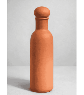 BHARTIYE CRAFTS Handmade Terracotta Water Bottle | Natural Cooling Clay Bottle | Eco-Friendly Drinkware