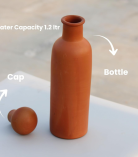 BHARTIYE CRAFTS Handmade Terracotta Water Bottle | Natural Cooling Clay Bottle | Eco-Friendly Drinkware