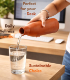 BHARTIYE CRAFTS Handmade Terracotta Water Bottle | Natural Cooling Clay Bottle | Eco-Friendly Drinkware