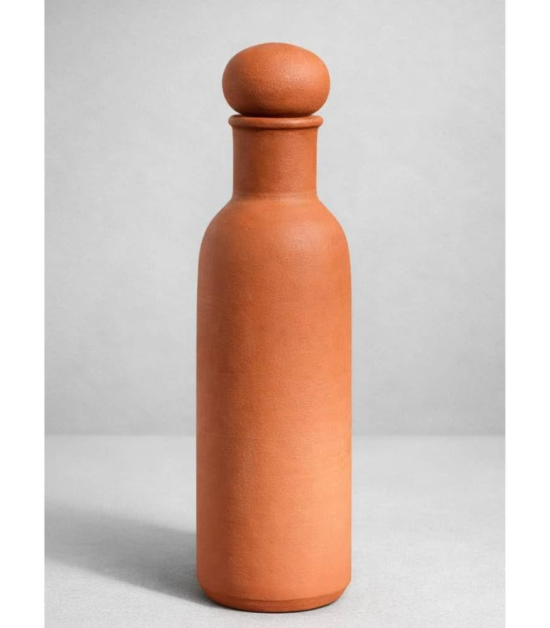 BHARTIYE CRAFTS Handmade Terracotta Water Bottle | Natural Cooling Clay Bottle | Eco-Friendly Drinkware