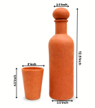 BHARTIYE CRAFTS Handmade Terracotta Water Bottle Set with 2 Glasses | Natural Cooling Clay Drinkware | Artisan Crafted