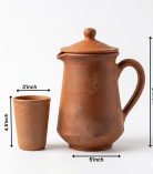 Handmade Terracotta Water Jug & Glass Set | Natural Clay Drinkware | BHARTIYE CRAFTS