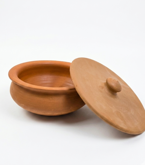 Handmade Terracotta Cooking Pot with Lid | Natural Clay Handi | BHARTIYE CRAFTS