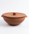 Handcrafted Terracotta Cooking Pot with Lid | Natural Clay Handi for Cooking | Bhartiye Crafts