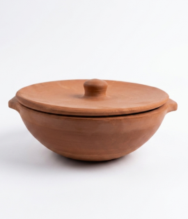 Handcrafted Terracotta Cooking Pot with Lid | Natural Clay Handi for Cooking | Bhartiye Crafts