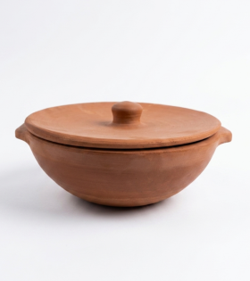 Handcrafted Terracotta Cooking Pot with Lid | Natural Clay Handi for Cooking | Bhartiye Crafts