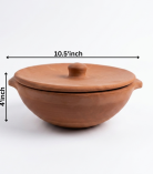 Handcrafted Terracotta Cooking Pot with Lid | Natural Clay Handi for Cooking | Bhartiye Crafts