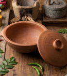 Handcrafted Terracotta Cooking Pot with Lid | Natural Clay Handi for Cooking | Bhartiye Crafts