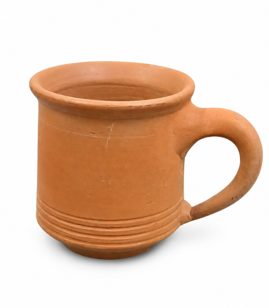 Handcrafted Terracotta Clay Mug with Handle | Natural Earthen Cup | Bhartiye Crafts