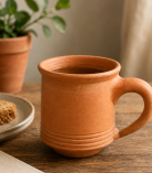 Handcrafted Terracotta Clay Mug with Handle | Natural Earthen Cup | Bhartiye Crafts